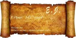 Erber József névjegykártya